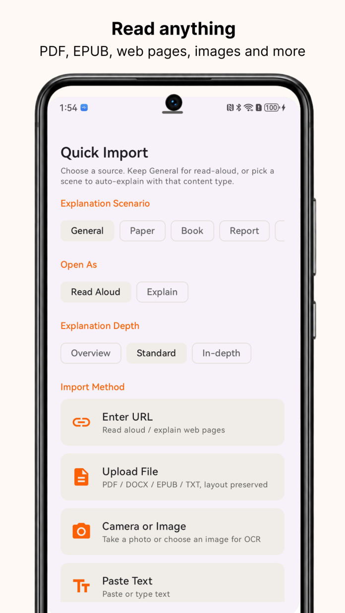 castreader-android-quick-import-screen-with-the-up